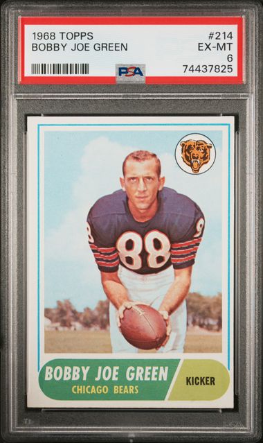 Graded 1968 Topps Bobby Joe Green #214 Football Card PSA 6 EX-MT