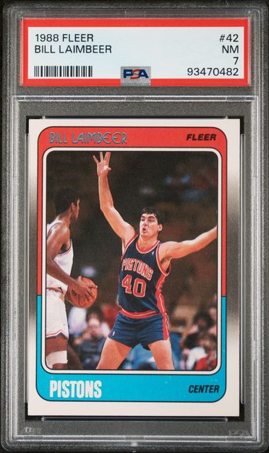 Graded 1988 Fleer Bill Laimbeer #42 Basketball Card PSA 7 Near Mint - Sport Cards