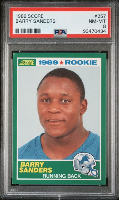 Graded 1989 Score Barry Sanders #257 Rookie RC Football Card PSA 8 NM-MT
