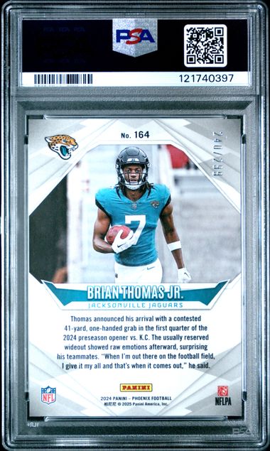 Graded 2024 Panini Phoenix Brian Thomas Jr #164 /299 Team Logos Rookie RC Football Card PSA 10 Gem Mint