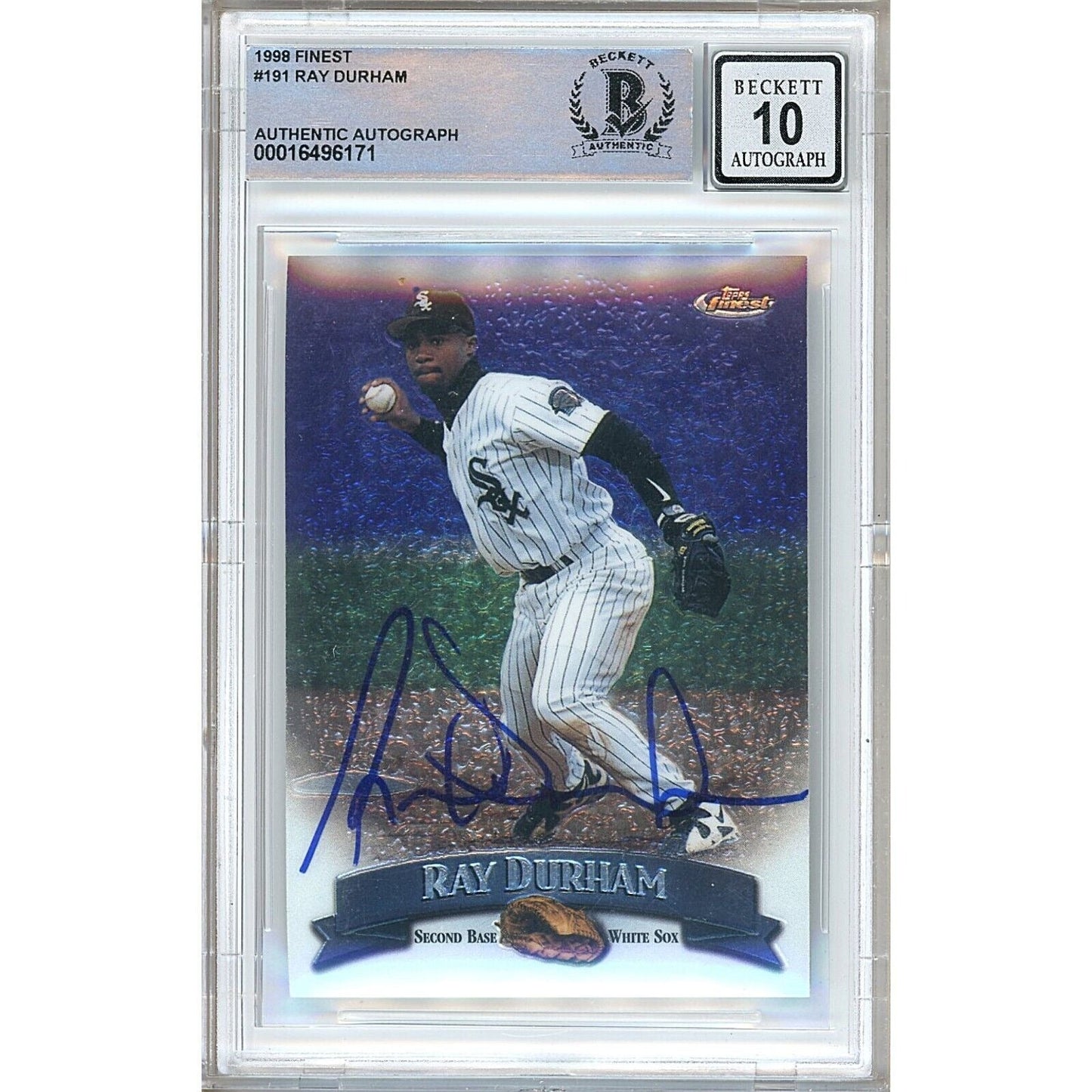 Ray Durham Chicago White Sox Signed 1998 Topps Finest Card BGS Auto 10 Graded Slab