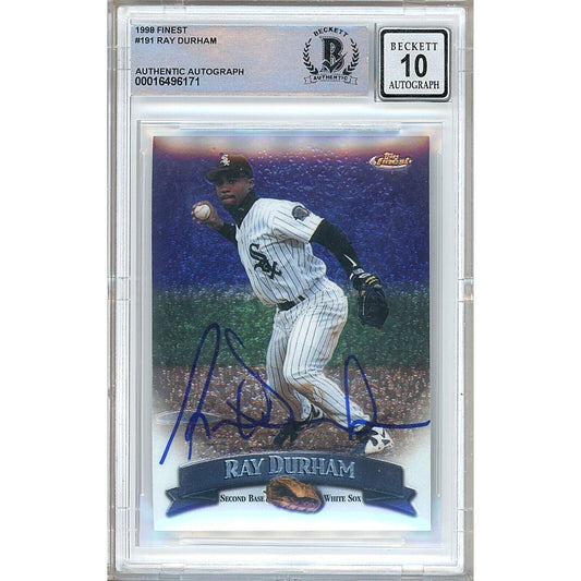 Ray Durham Chicago White Sox Signed 1998 Topps Finest Card BGS Auto 10 Graded Slab