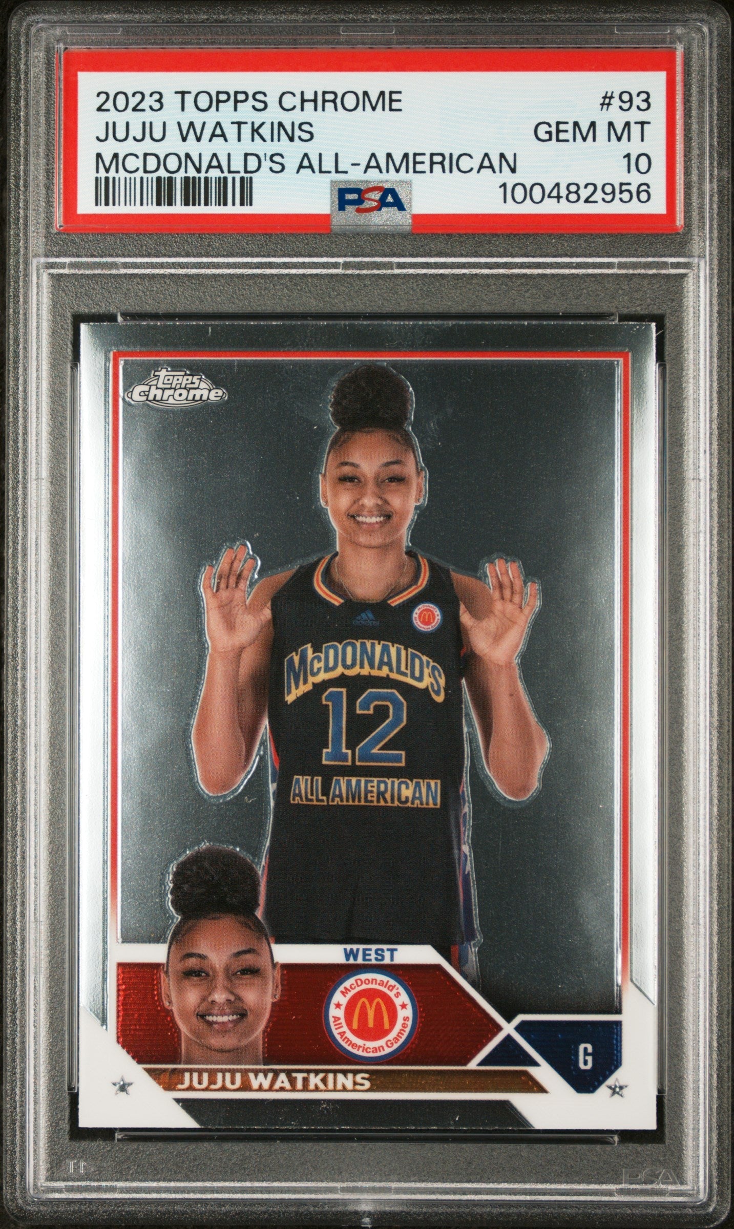 Graded 2023 Topps Chrome JuJu Watkins #93 McDonalds All American Rookie RC Basketball Card PSA 10 Gem Mint - Sport Cards