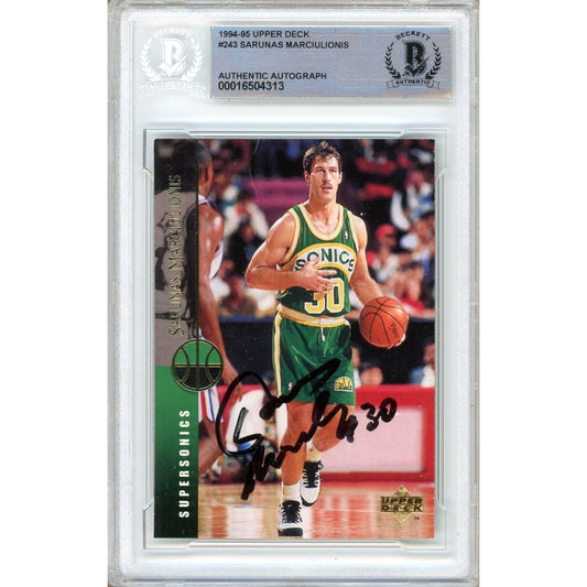 Sarunas Marciulionis Seattle Supersonics Signed 1994 Upper Deck Card Beckett Auth Auto
