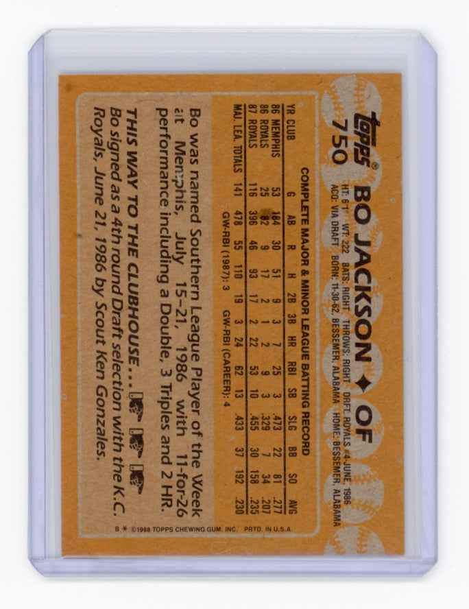 1988 Topps #750 Bo Jackson Card