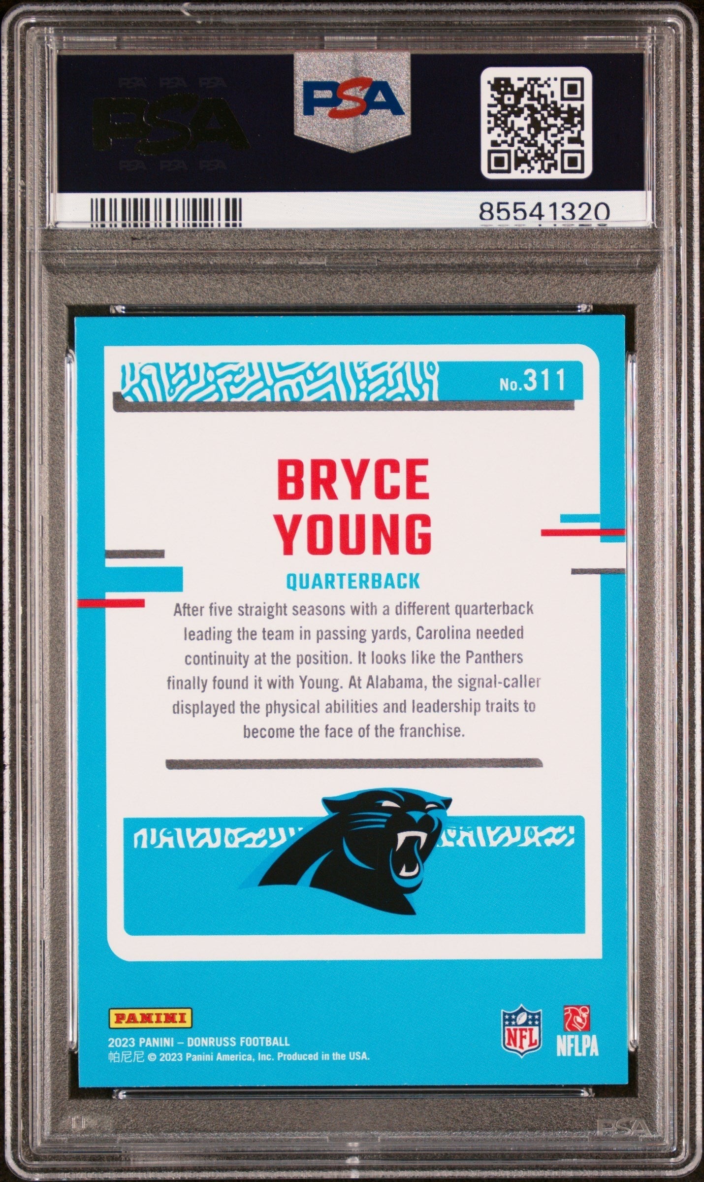 Graded 2023 Panini Donruss Bryce Young #311 Rookie RC Football Card PSA 10 Gem Mint