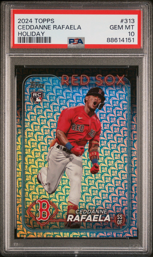 Graded 2024 Topps Ceddanne Rafaela #313 Holiday Rookie RC Baseball Card PSA 10 Gem Mint