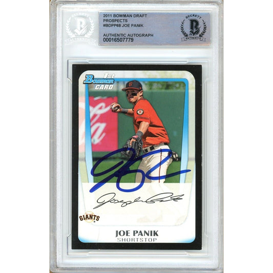 2011 Bowman #te — Joe Panik SF Giants Autographed Trading Card — Beckett Authentication