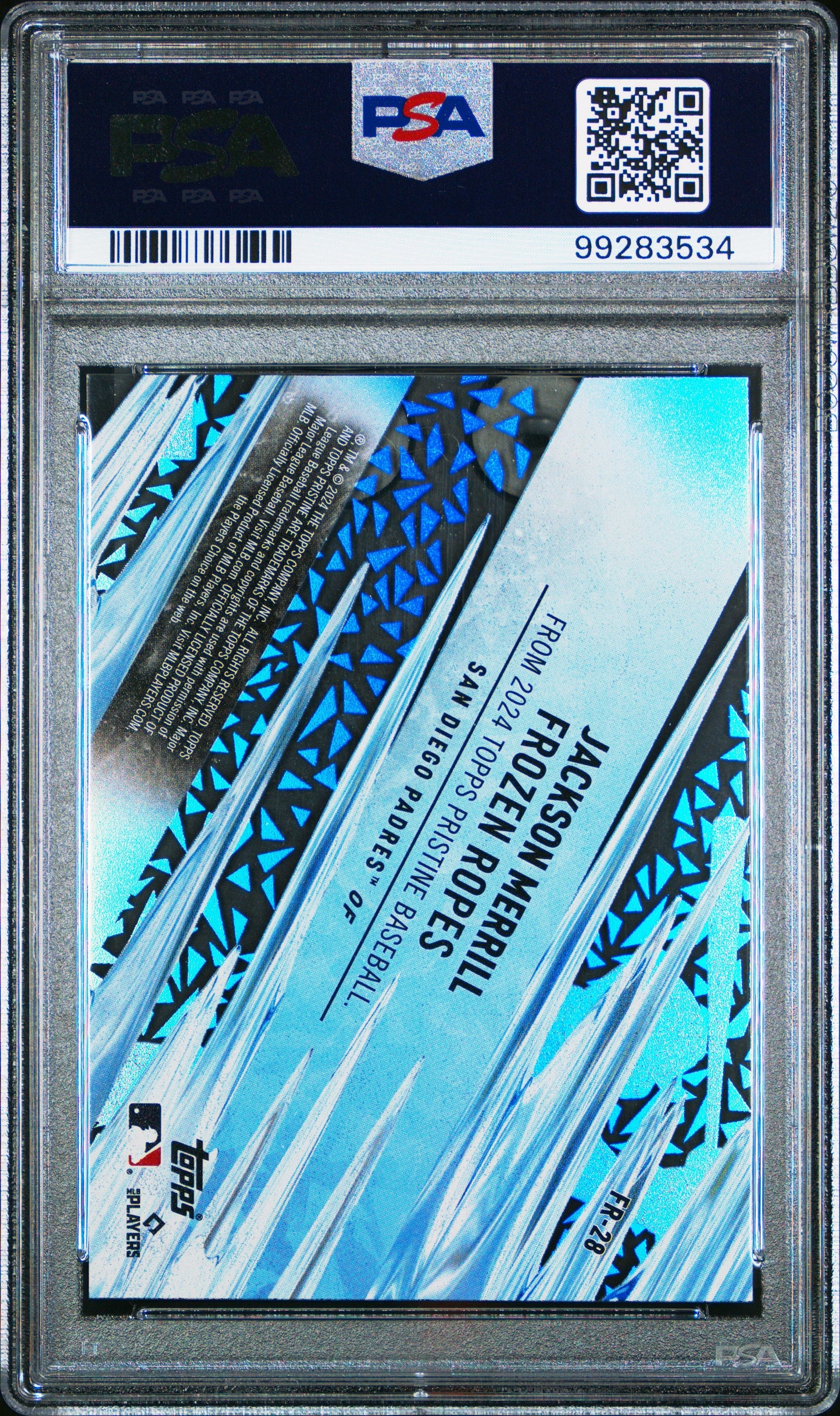 Graded 2024 Topps Pristine Jackson Merrill #FR28 Frozen Ropes Rookie RC Baseball Card PSA 10 Gem Mint