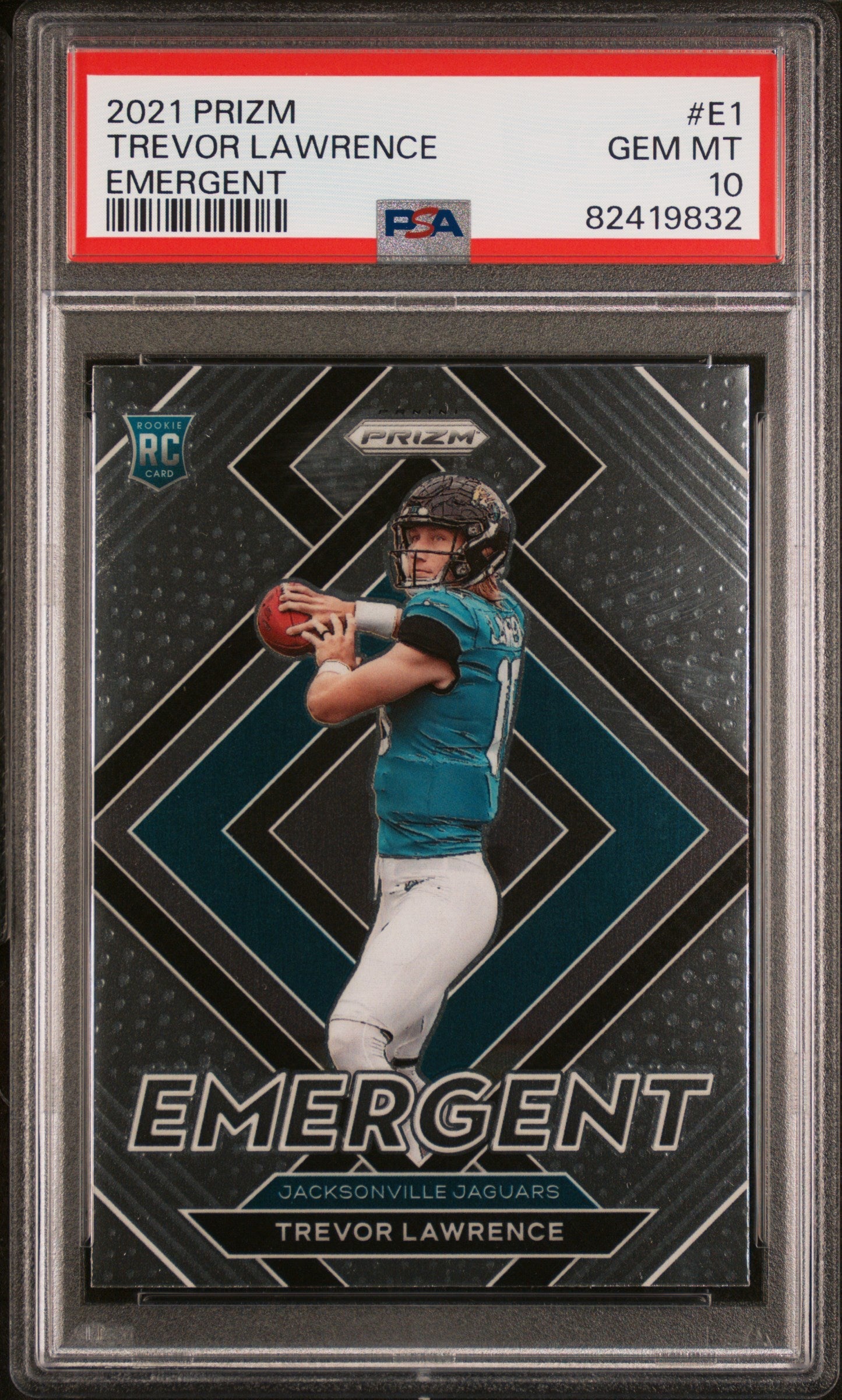 Graded 2021 Panini Prizm Trevor Lawrence #E1 Emergent Rookie RC Football Card PSA 10 Gem Mint