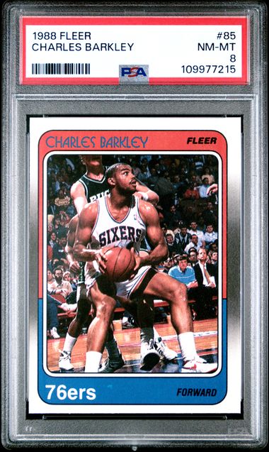 Graded 1988 Fleer Charles Barkley #85 Basketball Card PSA 8 NM-MT