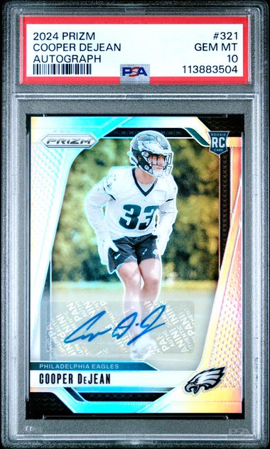 Graded 2024 Panini Prizm Autograph Cooper DeJean #321 Rookie RC Football Card PSA 10 Gem Mint