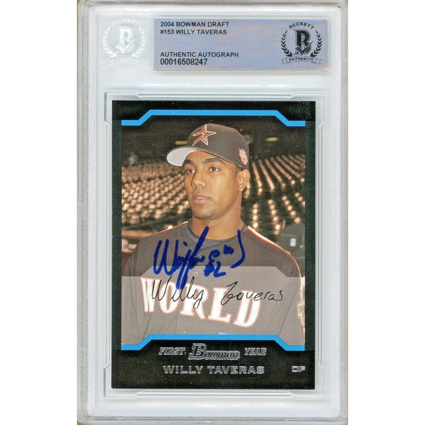 Willy Taveras Houston Astros Signed 2004 Bowman Draft Rookie Card Beckett Auth Auto Slab