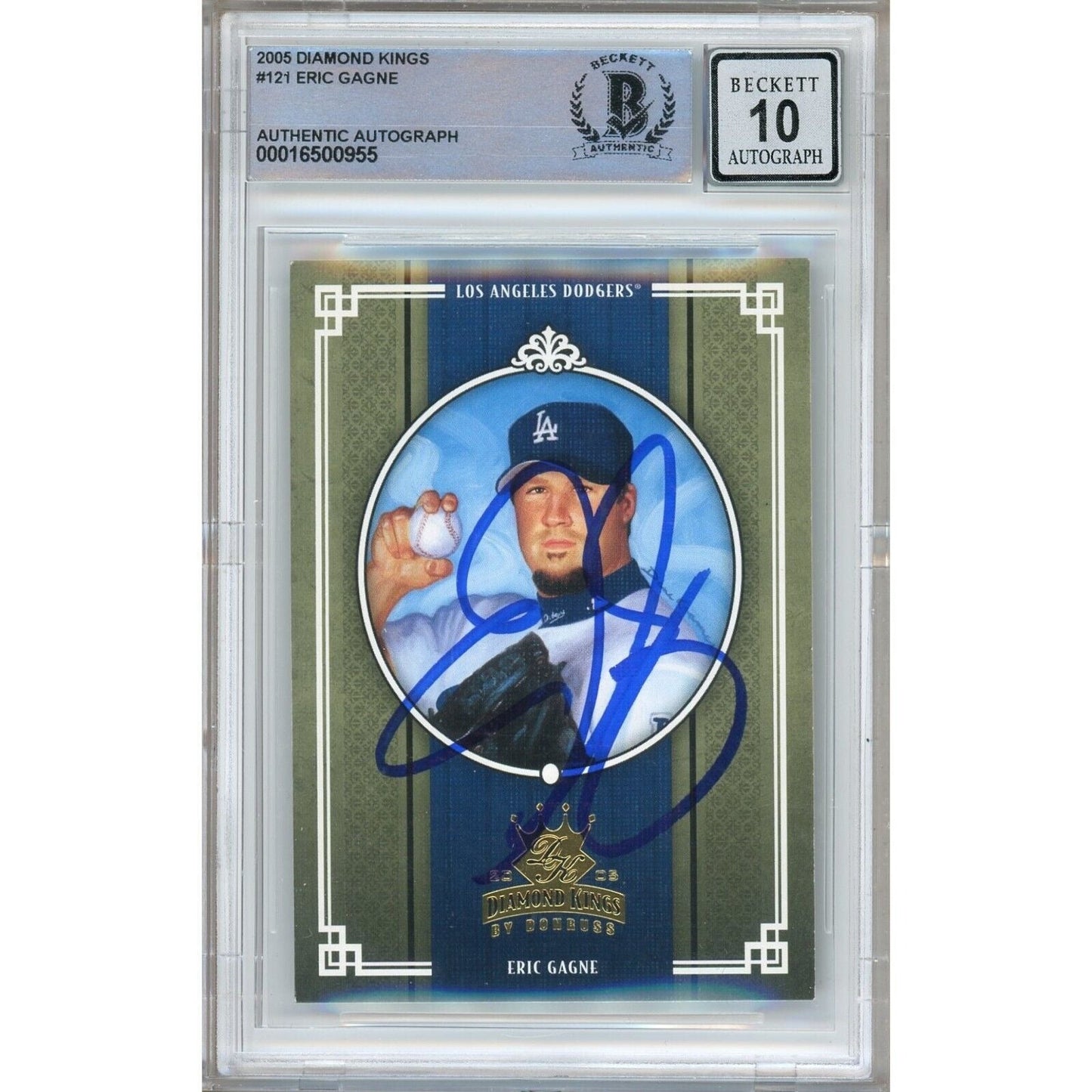 2005 Donruss Diamond Kings #121 — Eric Gagne Los Angeles Dodgers Autographed Trading Card — Beckett Authentication