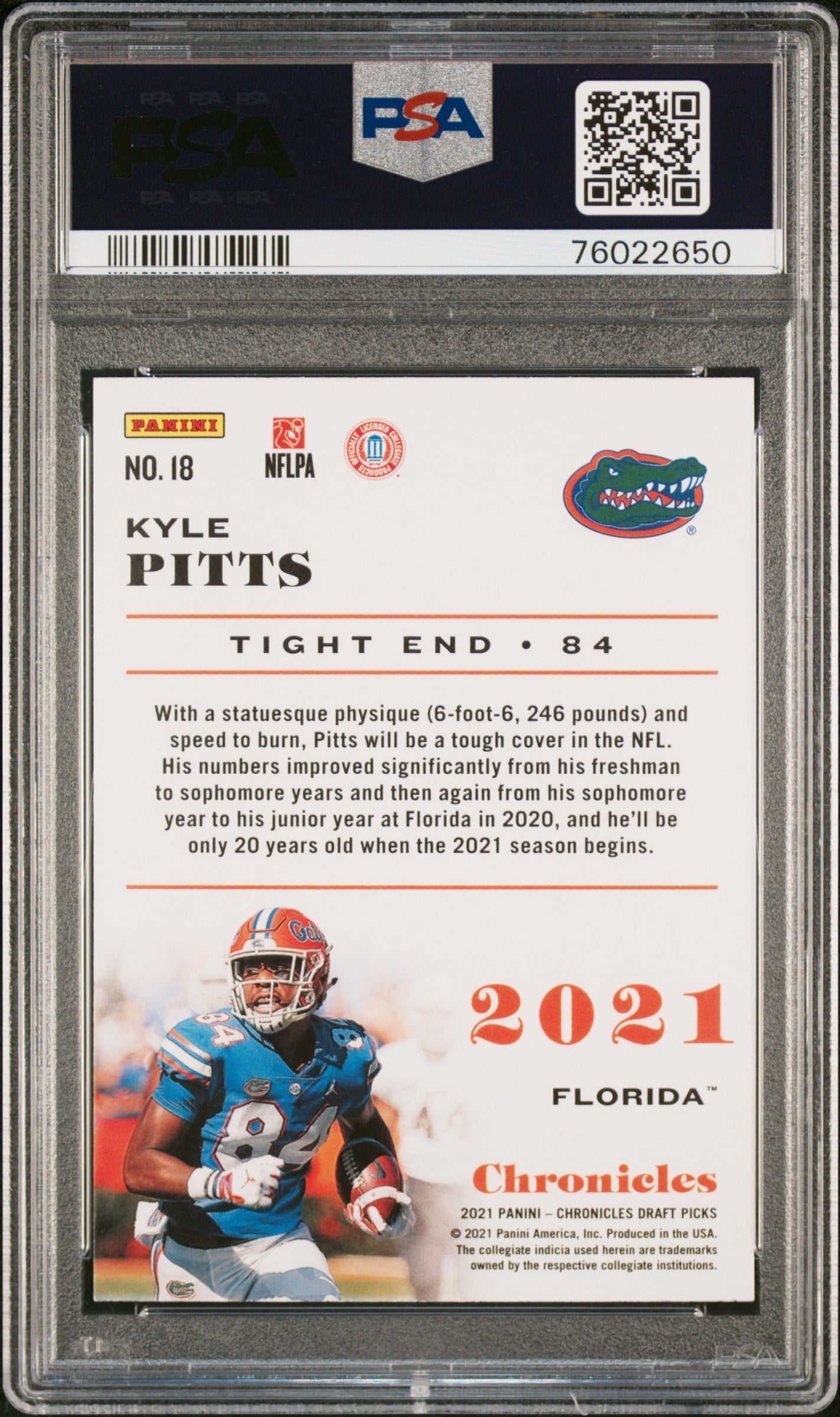 Graded 2021 Panini Chronicles DP Kyle Pitts #18 Rookie RC Football Card PSA 10 Gem Mint