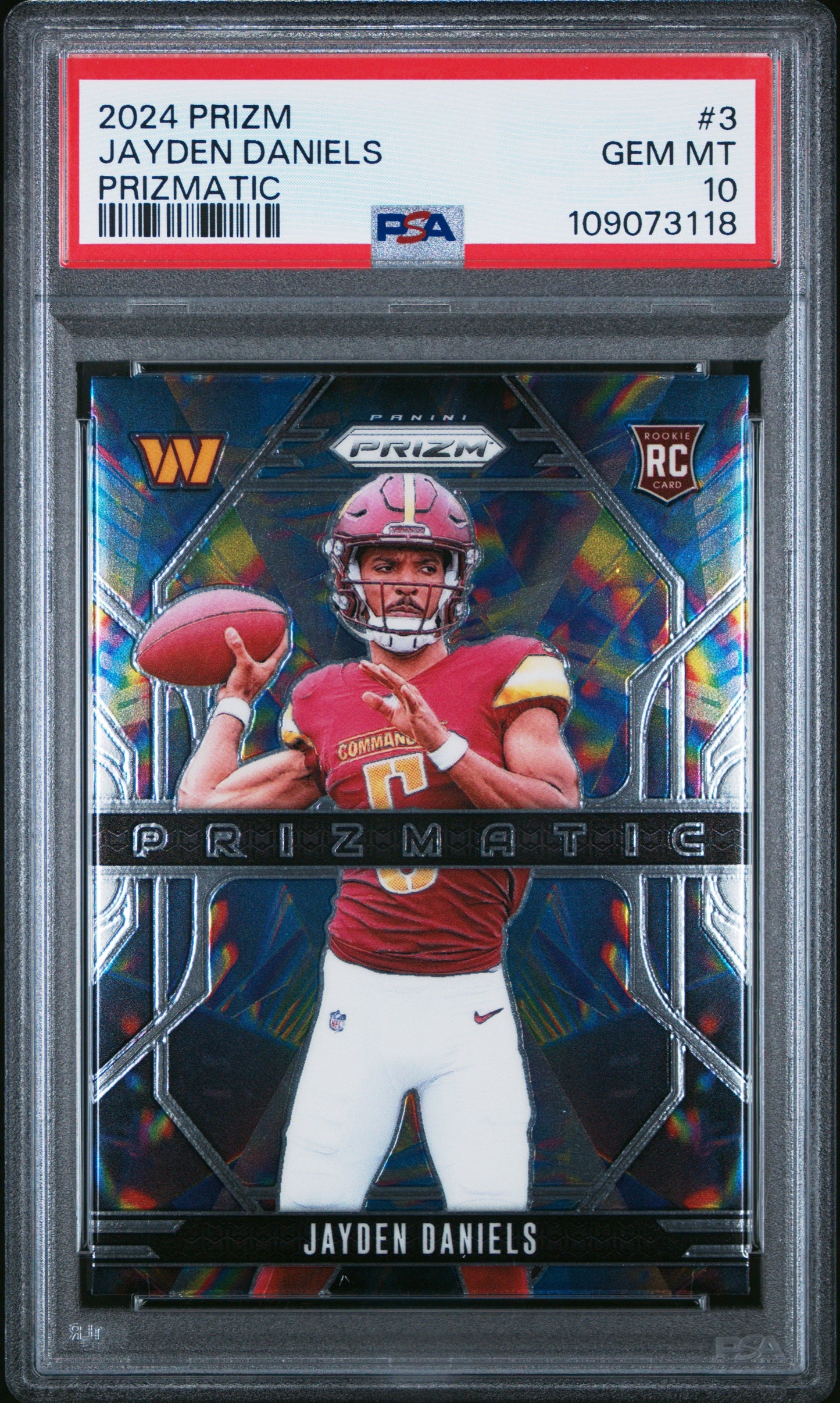 Graded 2024 Panini Prizm Jayden Daniels #3 Prizmatic Rookie RC Football Card PSA 10 Gem Mint