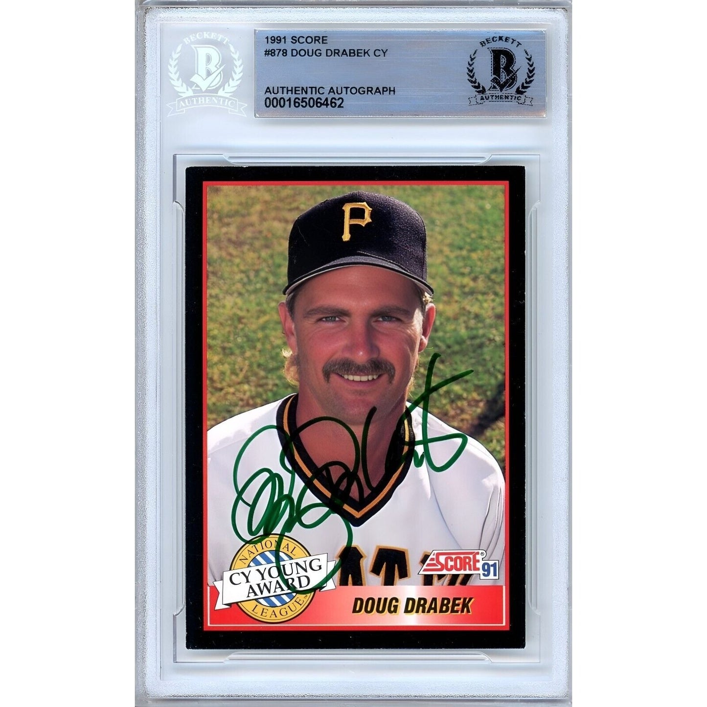 1991 Score #878— Doug Drabek Pittsburgh Pirates Autographed Trading Card — Beckett Authentication
