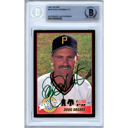 1991 Score #878— Doug Drabek Pittsburgh Pirates Autographed Trading Card — Beckett Authentication