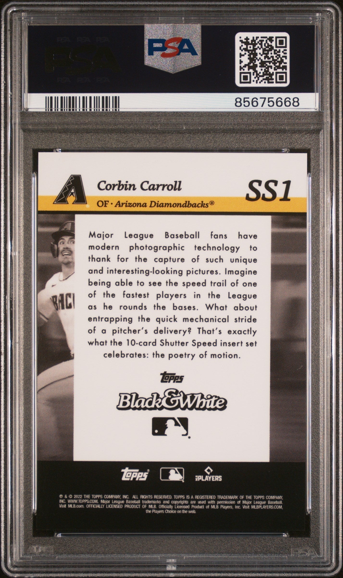 Graded 2023 Topps Black & White Corbin Carroll #SS1 Shutter Speed Rookie RC Baseball Card PSA 10 Gem Mint