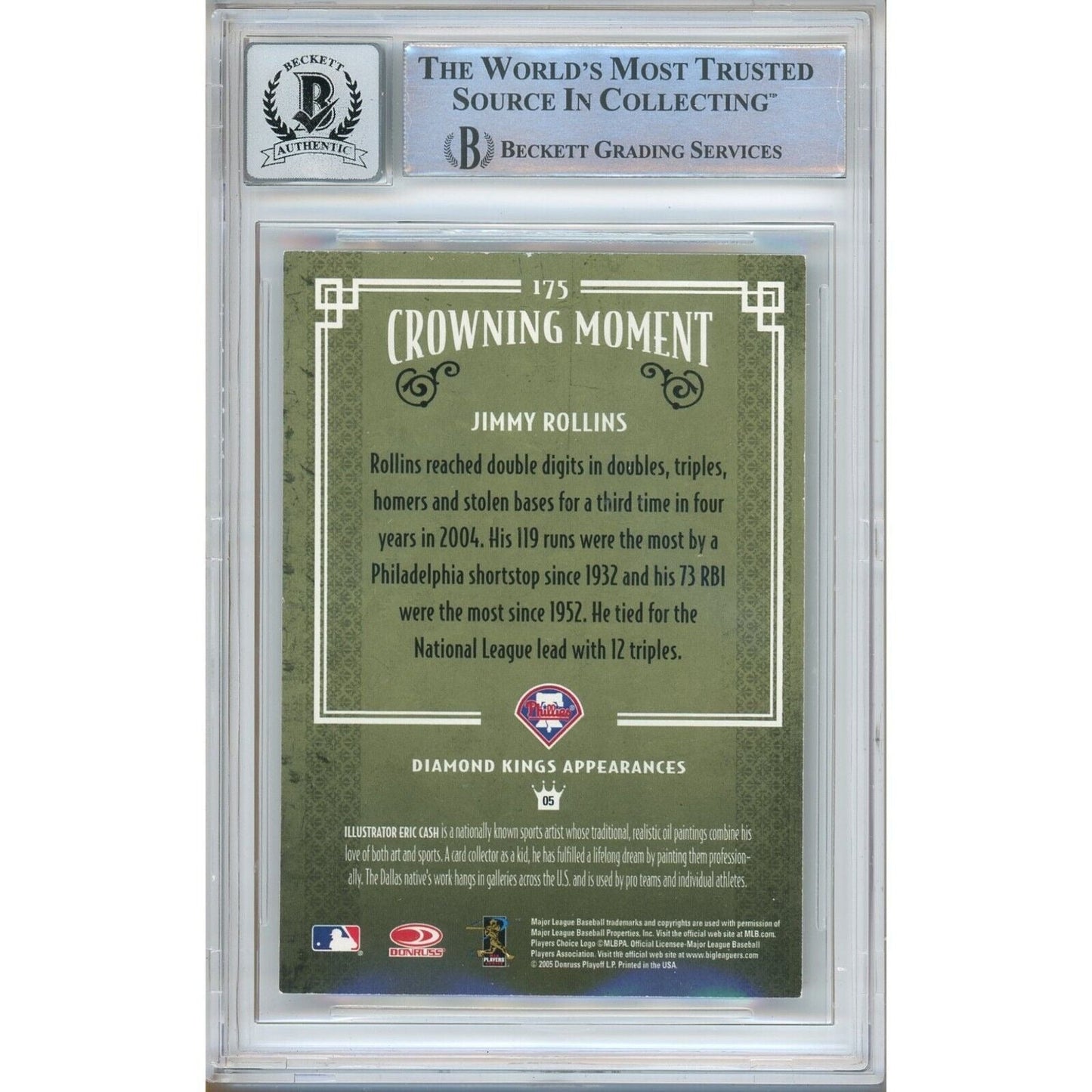 2005 — Jimmy Rollins Phillies Autographed Trading Card — Beckett Authentication