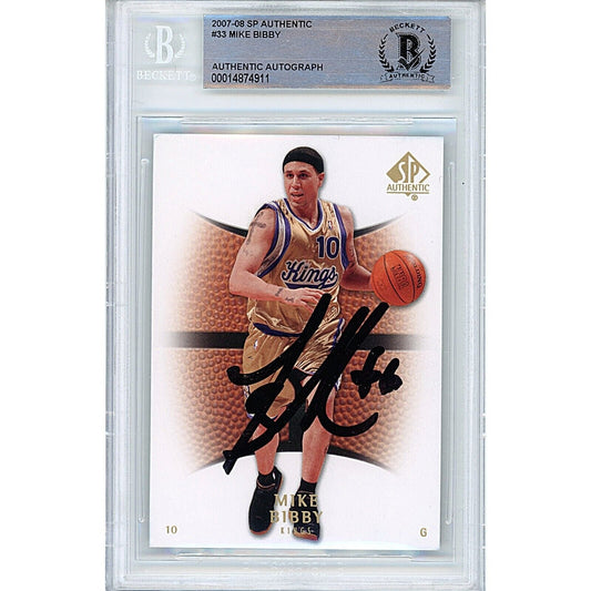 Mike Bibby Sacramento Kings Signed 2007-08 Upper Deck SP Authentic Card Beckett Slab