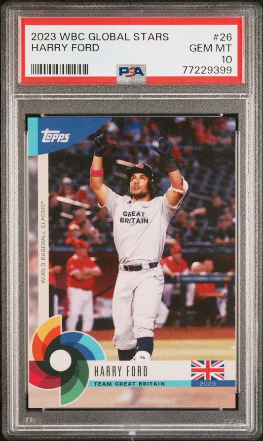 Graded 2023 Topps WBC Global Stars Harry Ford #26 Rookie RC Baseball Card PSA 10 Gem Mint