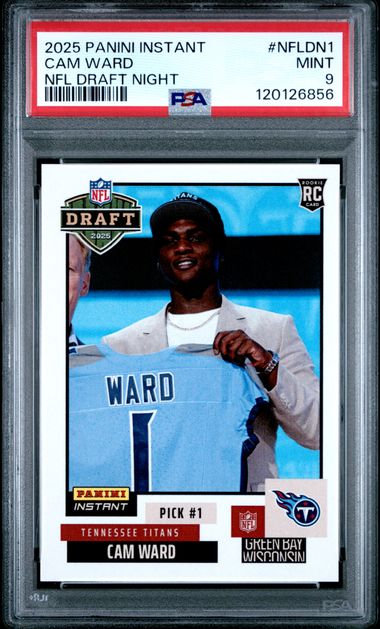 Graded 2025 Panini Instant Cam Ward #NFLDN1 NFL Draft Night Rookie RC Football Card PSA 9 Mint