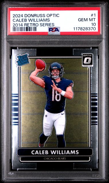 Graded 2024 Panini Donruss Optic Caleb Williams #1 2014 Retro Series Rookie RC Football Card PSA 10 Gem Mint