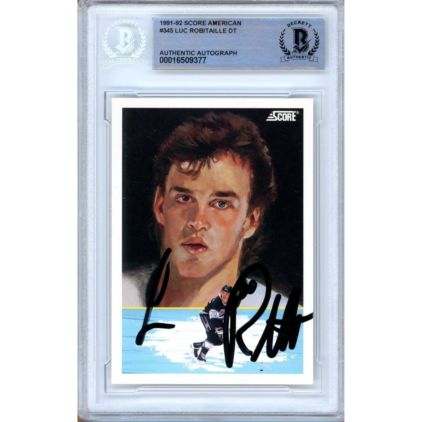 1991-92 Score Dream Team #345 —  Luc Robitaille Los Angeles Kings Autographed Trading Card — Beckett Authentication