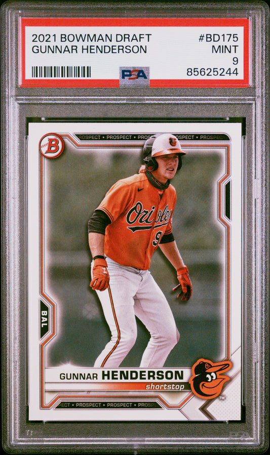 Graded 2021 Topps Bowman Draft Gunnar Henderson #BD175 Rookie RC Baseball Card PSA 9 Mint
