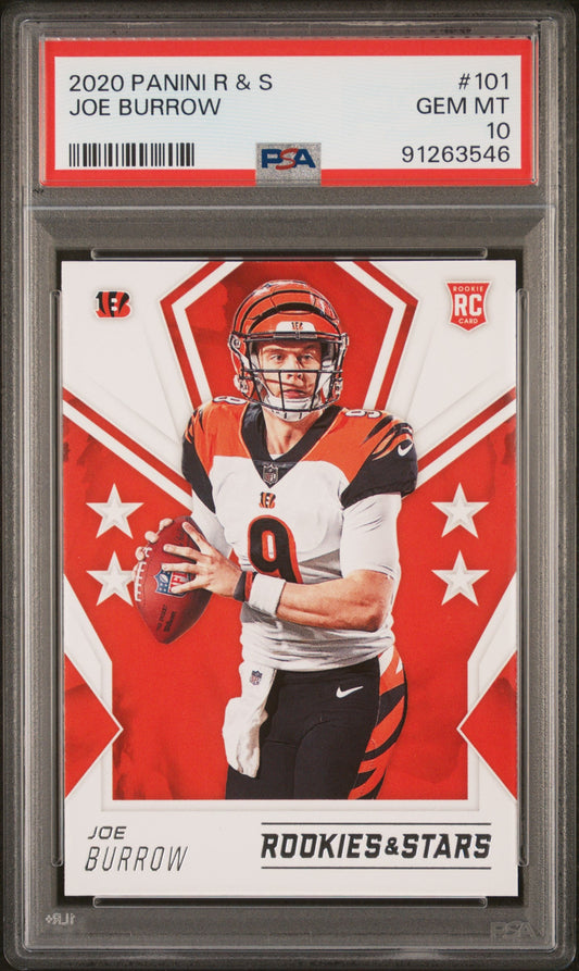 Graded 2020 Panini Rookies & Stars Joe Burrow #101 Rookie RC Football Card PSA 10 Gem Mint