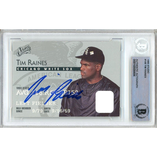 Tim Raines Chicago White Sox Signed 1995 Donruss Studio Card Beckett Authentic Auto Slab