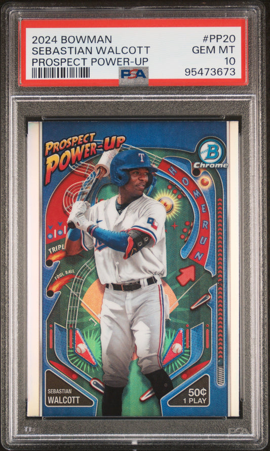 Graded 2024 Topps Bowman Sebastian Walcott #PP20 Prospect Power Up Rookie RC Baseball Card PSA 10 Gem Mint