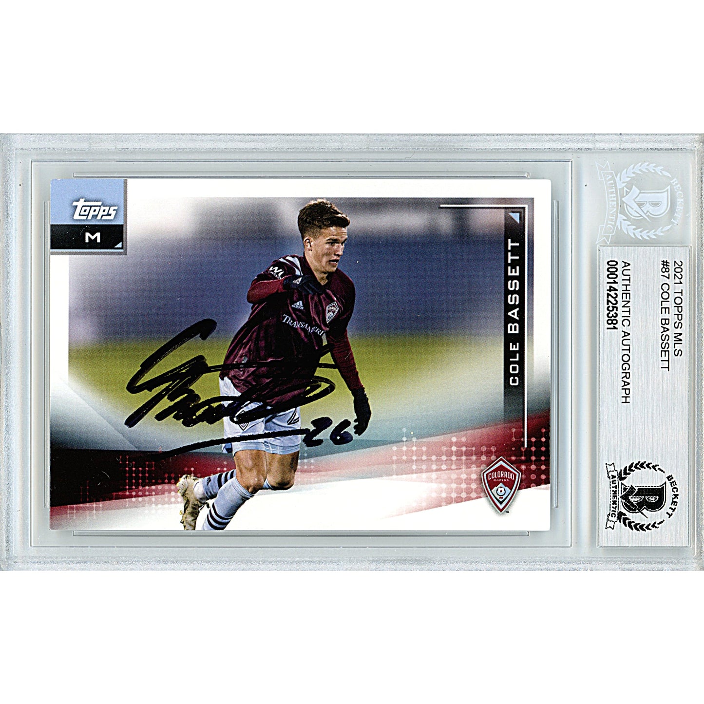 2021 Topps MLS #87 — Cole Bassett Colorado Rapids Autographed Soccer Trading Card — Beckett Authentication