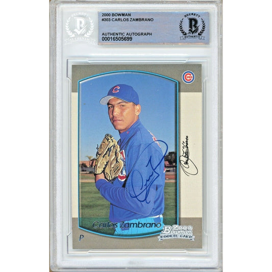 2000 Bowman #303 — Carlos Zambrano Chicago Cubs Autographed Trading Card — Beckett Authentication