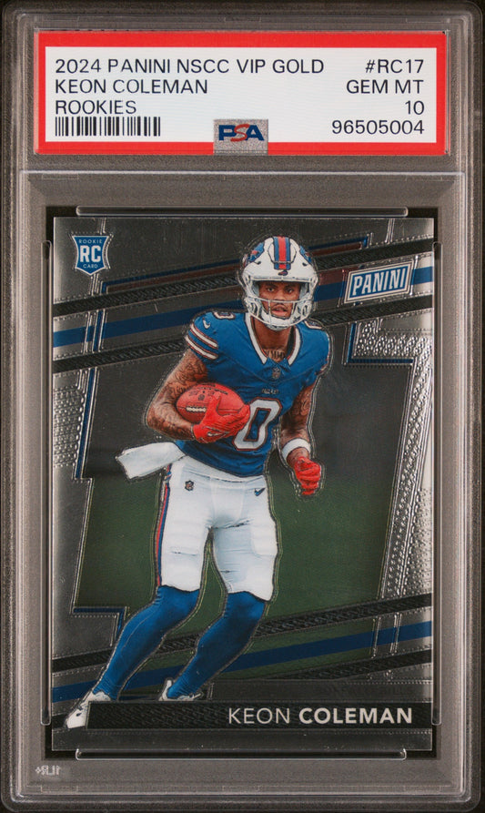 Graded 2024 Panini NSCC VIP Gold Keon Coleman #RC17 Rookies Rookie RC Football Card PSA 10 Gem Mint - Sport Cards