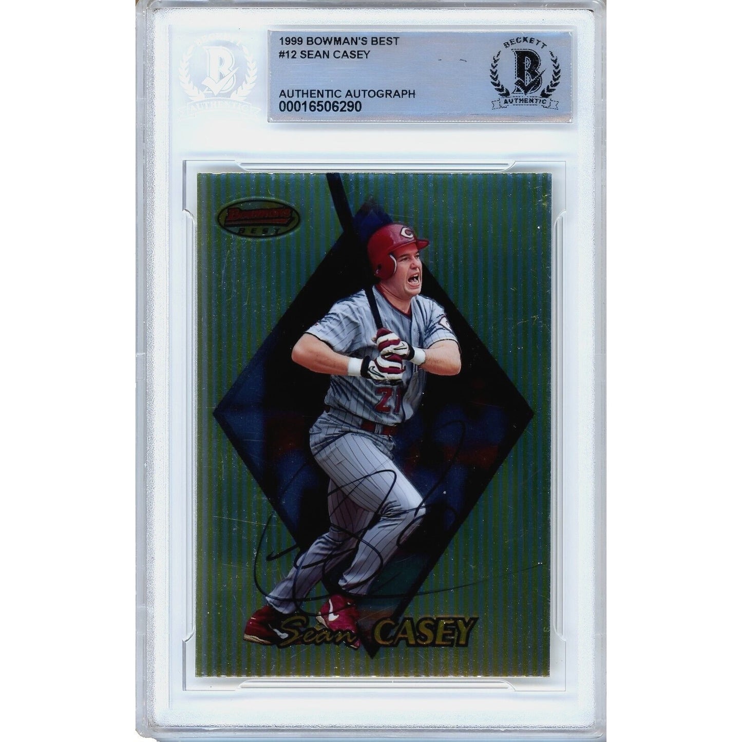 Sean Casey Cincinnati Reds Signed 1999 Bowmans Best Card Beckett Authentic Auto Slab