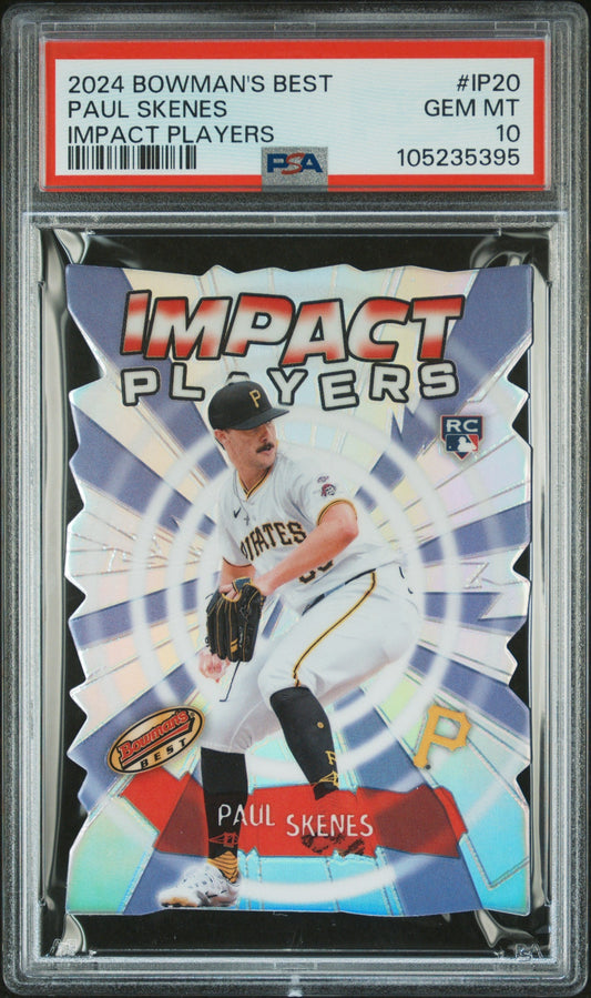 Graded 2024 Topps Bowmans Best Paul Skenes #IP20 Impact Players Rookie RC Baseball Card PSA 10 Gem Mint