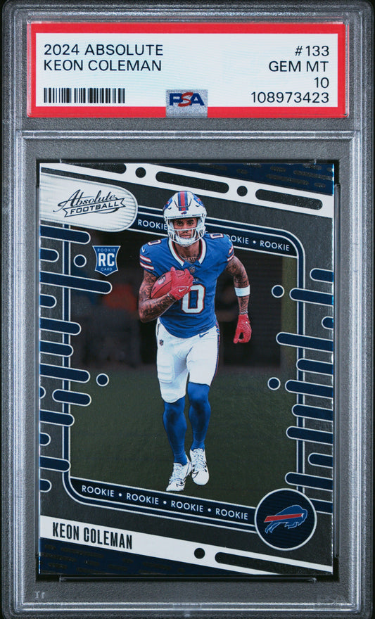 Graded 2024 Panini Absolute Keon Coleman #133 Rookie RC Football Card PSA 10 Gem Mint