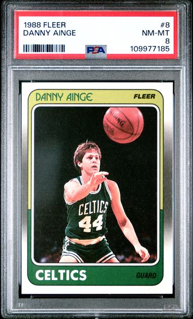 Graded 1988 Fleer Danny Ainge #8 Basketball Card PSA 8 NM-MT - Sport Cards