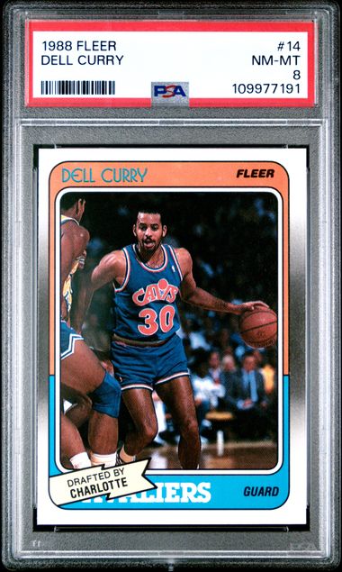 Graded 1988 Fleer Dell Curry #14 Rookie RC Basketball Card PSA 8 NM-MT