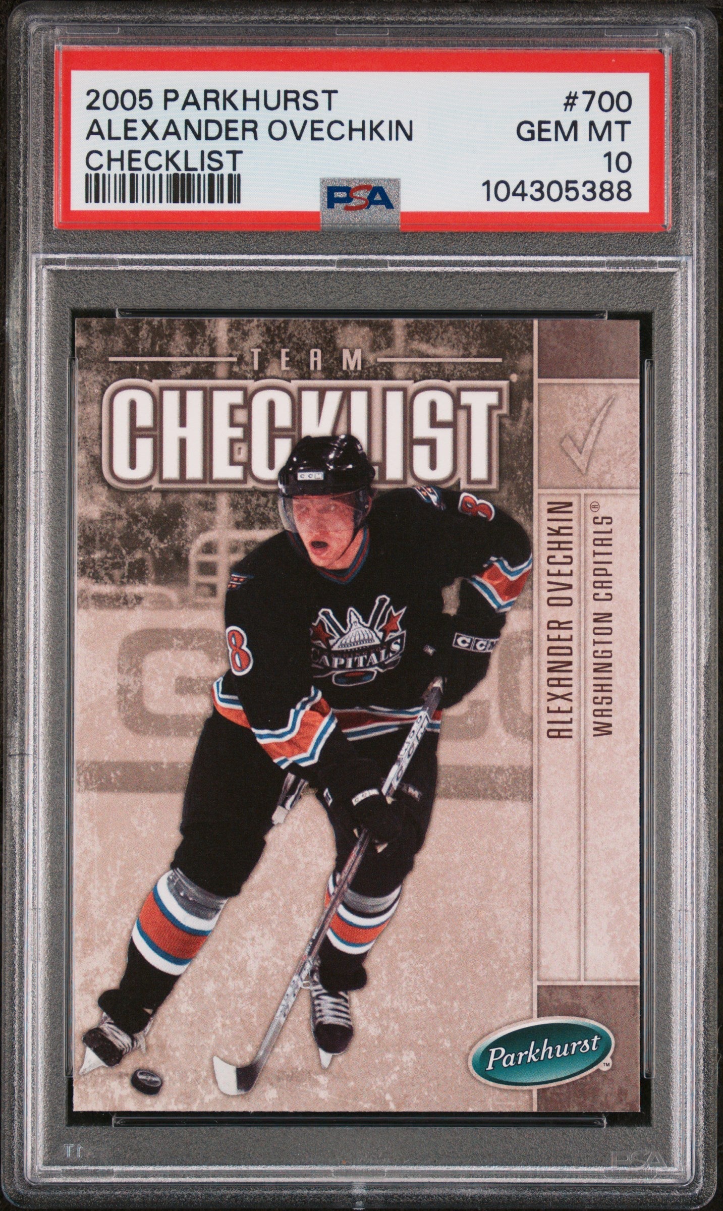 Graded 2005 Upper Deck Parkhurst Alex Ovechkin #700 Checklist Rookie RC Hockey Card PSA 10 Gem Mint