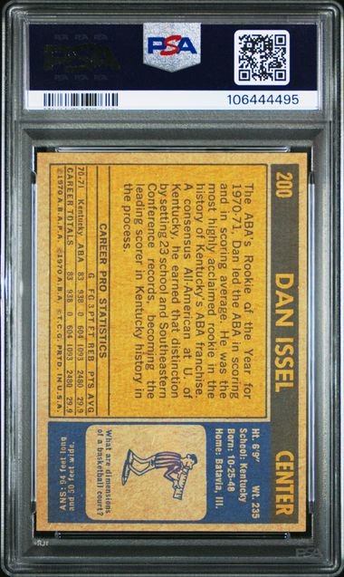 Graded 1971 Topps Dan Issel #200 Rookie RC Basketball Card PSA 6 EX-MT - Sport Cards