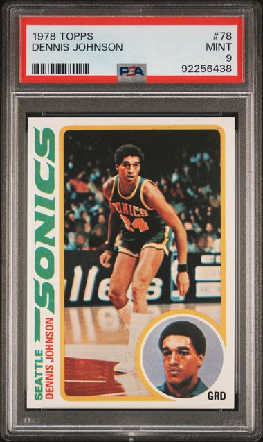 Graded 1978 Topps Dennis Johnson #78 Rookie RC Basketball Card PSA 9 Mint - Sport Cards
