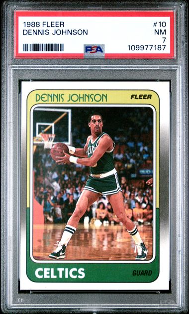 Graded 1988 Fleer Dennis Johnson #10 Basketball Card PSA 7 Near Mint - Sport Cards