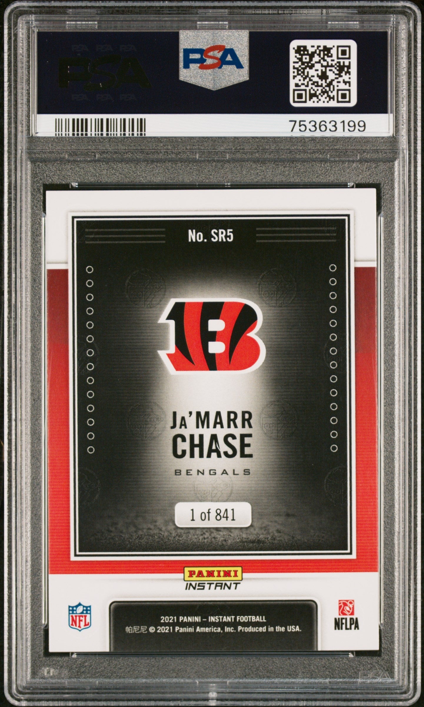 Graded 2021 Panini Instant Ja'Marr Chase #SR5 Spotlight Rookies RC Football Card PSA 10 Gem Mint