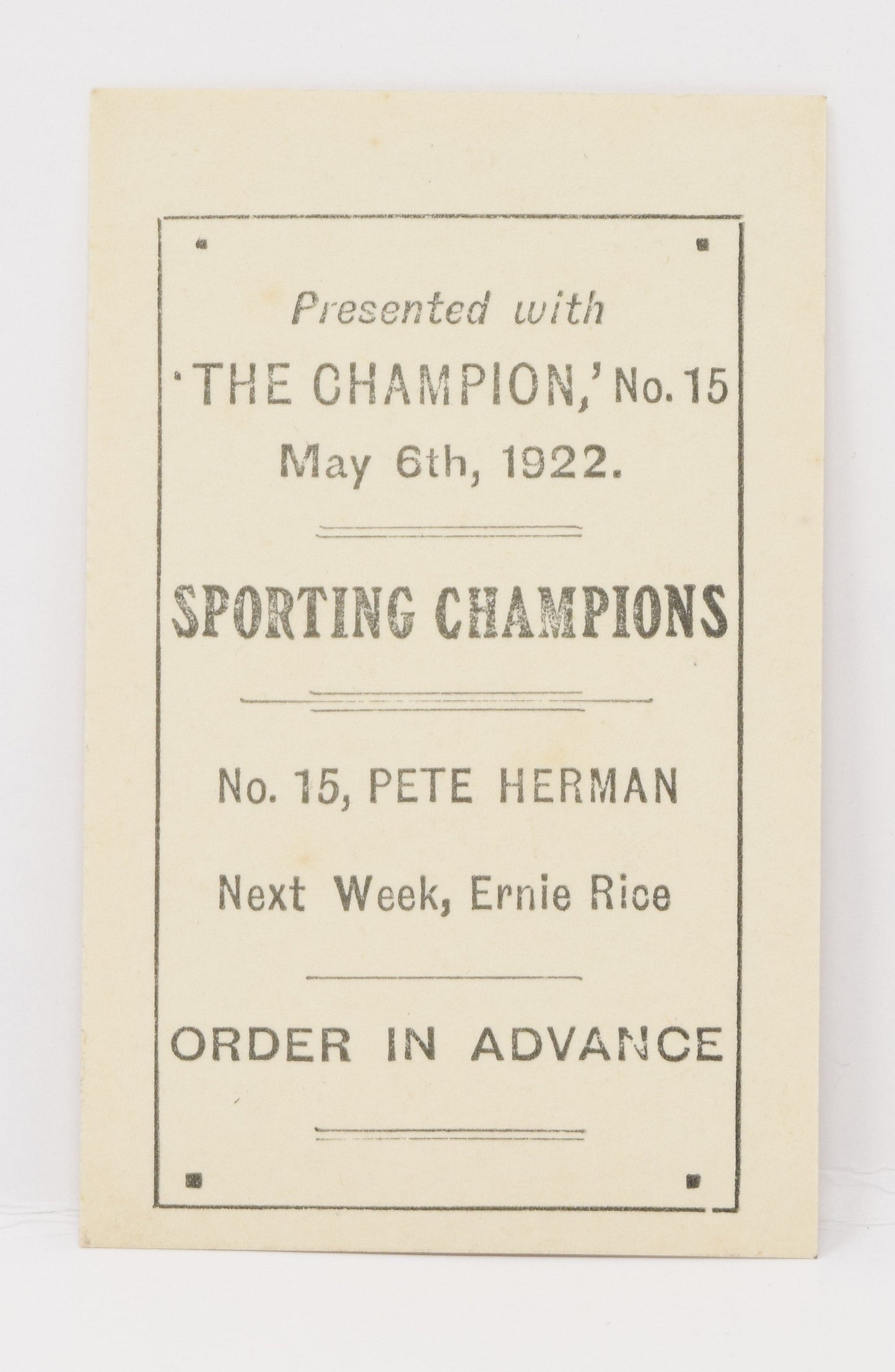 Pete Herman #15 Sporting Champions Boxer Boxing Card 1922 1923 - Sport Cards