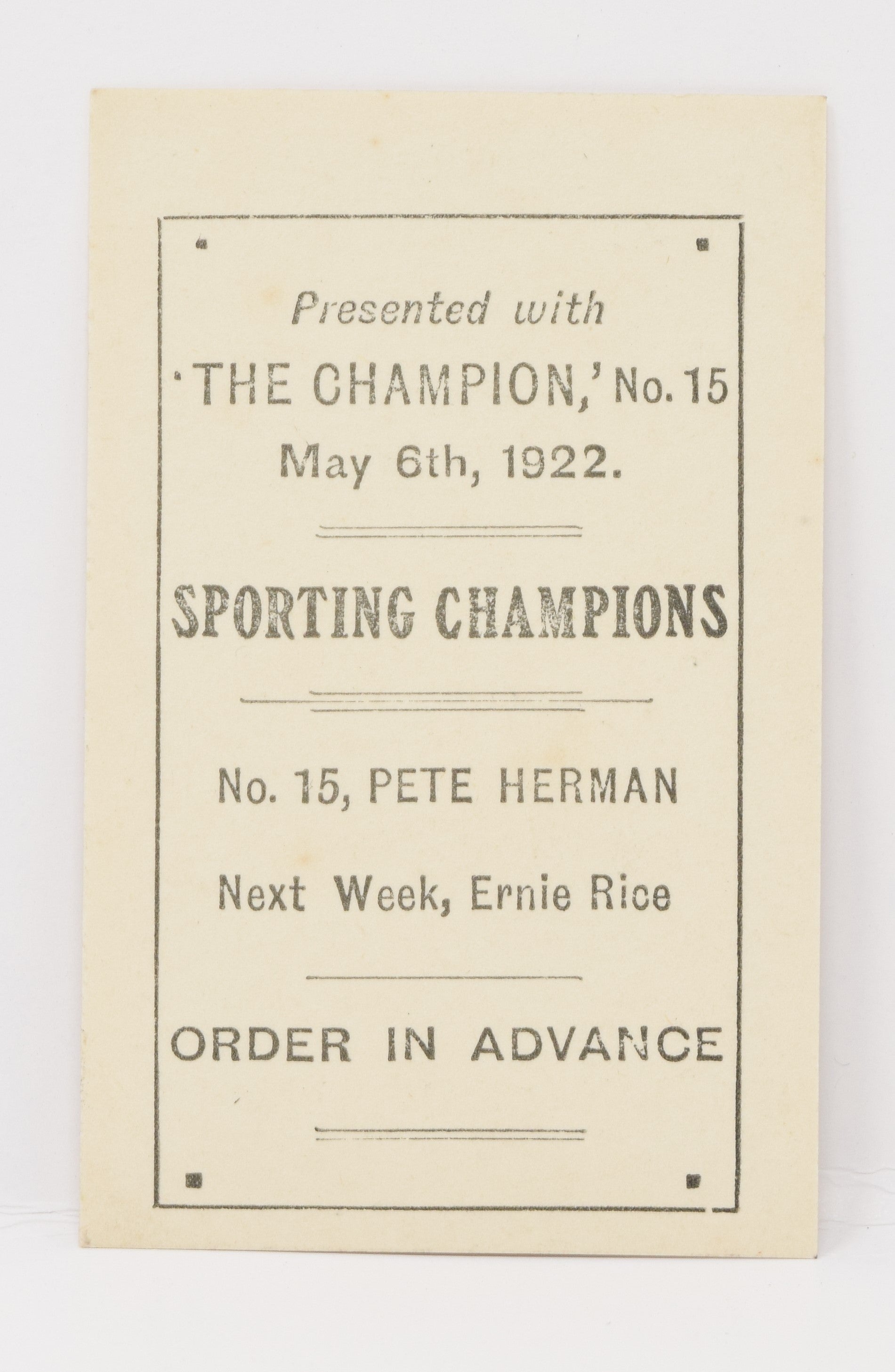 Pete Herman #15 Sporting Champions Boxer Boxing Card 1922 1923 - Sport Cards
