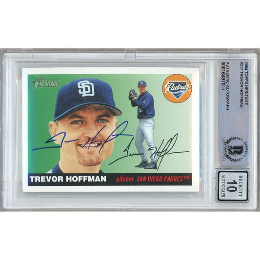 Trevor Hoffman San Diego Padres Signed 2004 Topps Heritage Card BGS Auto 10 Graded