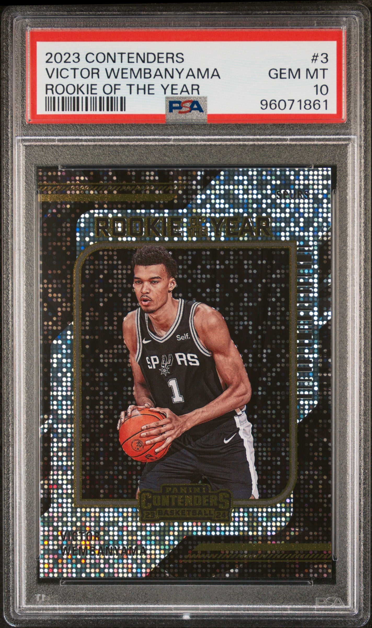 Graded 2023 Panini Contenders Victor Wembanyama #3 Rookie of the Year Rookie RC Basketball Card PSA 10 Gem Mint